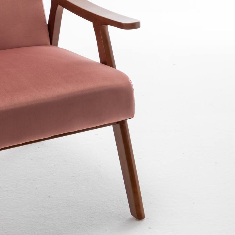 Velvet Mid-Century Accent Chair with Solid Wood Frame Wingback Chair (300lb Capacity)