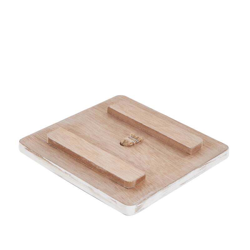 Brown or Cream Wooden Box with White Washed Wood Lids (Set of 2)