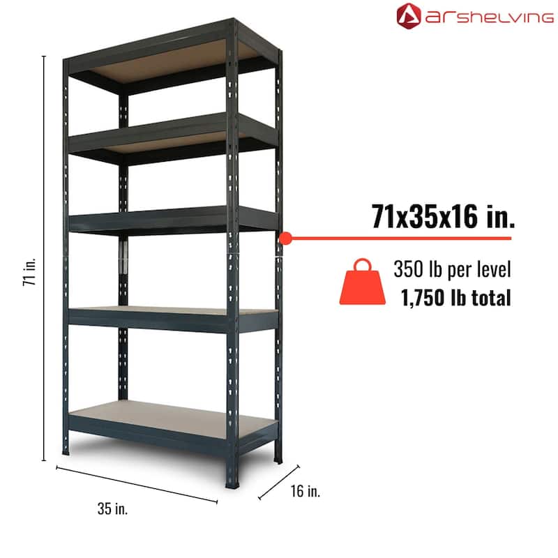 Ar Shelving Modern Utility Shelving Collection Stylish Storage for Every Space - 71"Hx35"Wx16"D - Dark Grey