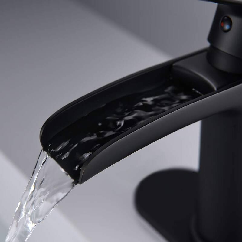 PROOX Single Handle Waterfall Spout Sink Faucet with Drain Assembly