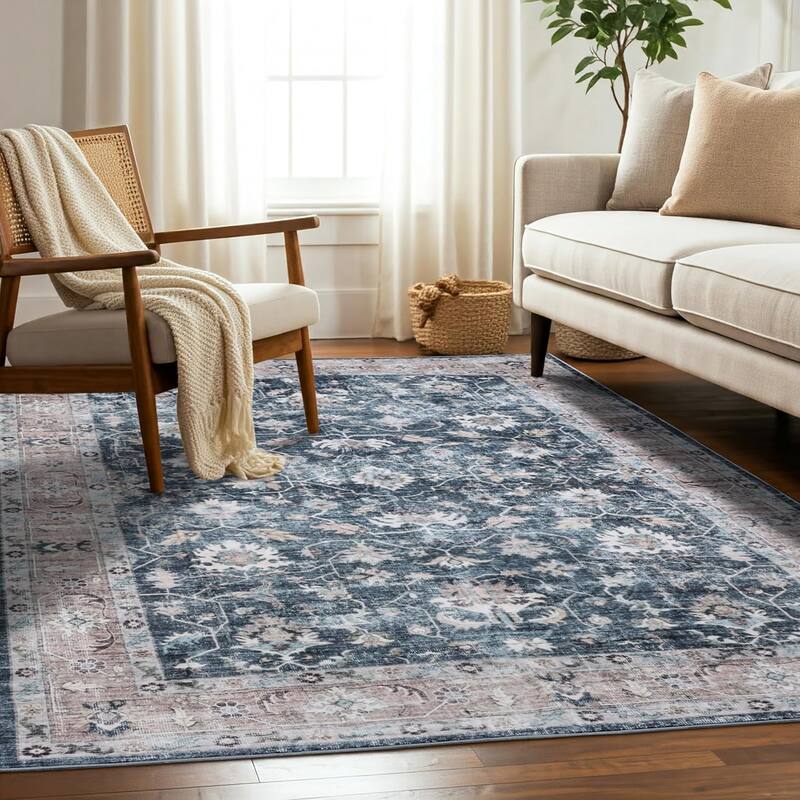 Delara Machine Washable Area Rug, Soft & Durable, Non-Slip Backing, Eco- Friendly GRS certified - 3' x 5' - Midnight Garden - Rectangle