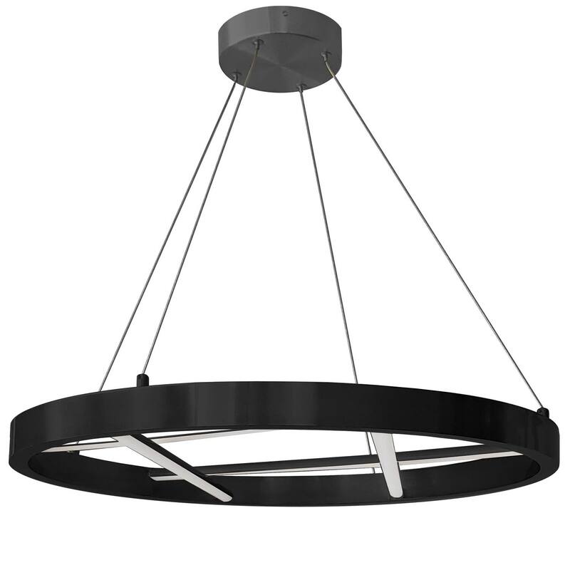 Antique Chandelier - 40W Matte Black Pendant Light - Adjustable Height Ceiling Fixture - 1.5