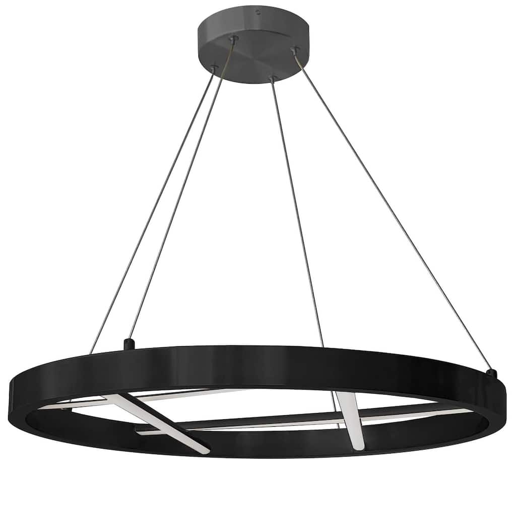 Antique Chandelier - 40W Matte Black Pendant Light - Adjustable Height Ceiling Fixture - 1.5
