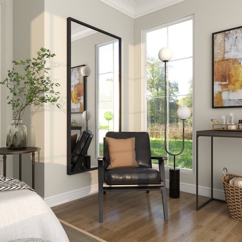 Metal Tall Floor Mirror - Black - Roche River Decor