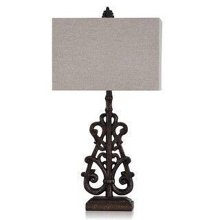 Textured Bronze - Traditional Scroll Design Table Lamp with Gold Vein ...