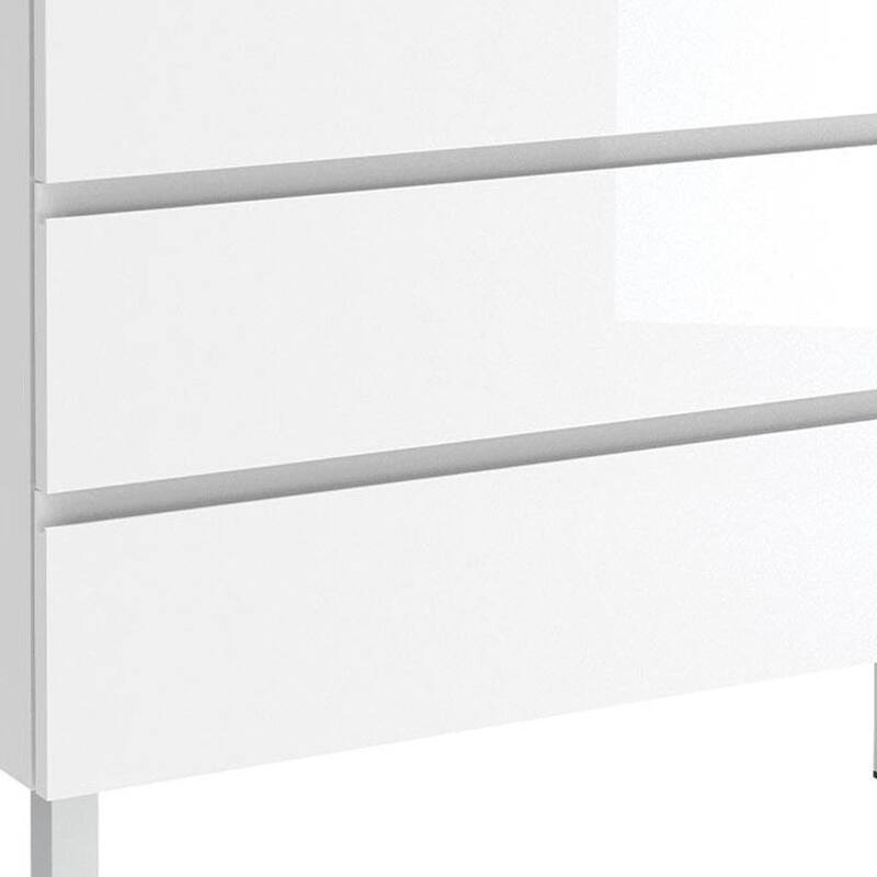 HomeRoots 36" White Wood Freestanding Bathroom Vanity With White Sink And Three Drawers - 36.00 in. x 39.06 in. x 18.10 in.