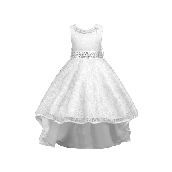 white high low flower girl dress