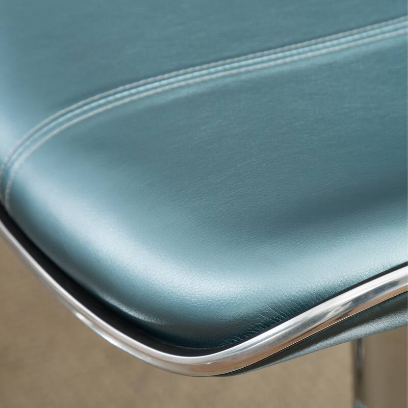 Modern Set of 2 Swivel Bar Stools with Leather Seat, Chrome Base, Height Adjustable, for Kitchen Island Dining Room