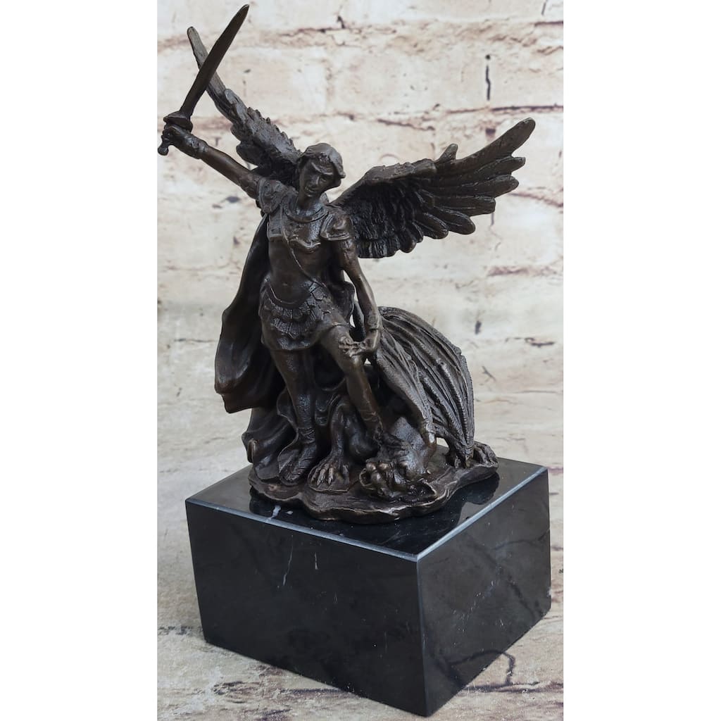 Signed Original Valli Religious Church St.Michael Lucifer Bronze Sculpture Sale