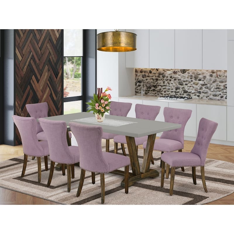 Kitchen Table Set with 8 Parsons Chairs - Rectangular Dining Room Table - Solid Wood Frame