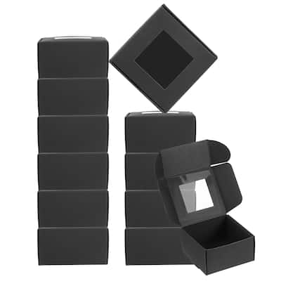 3"x3"x1.5" Paper Soap Box with Window, 30 Pack Soap Boxes Square, Black