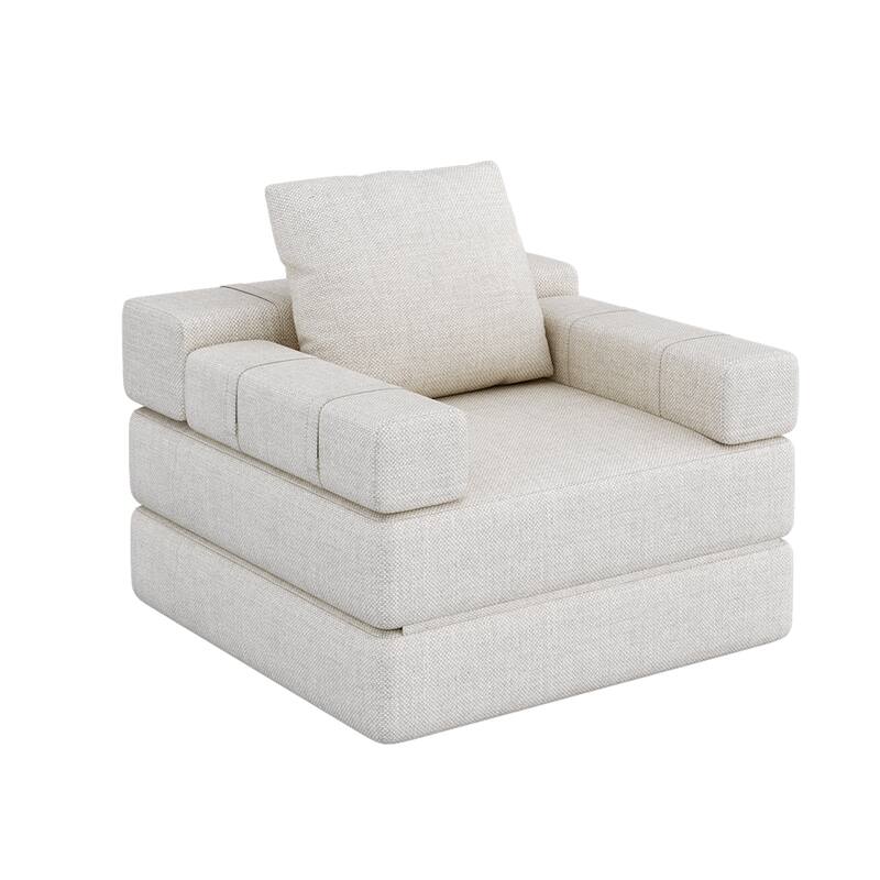 36.6" Linen Chaise Lounge Chair with Pillow