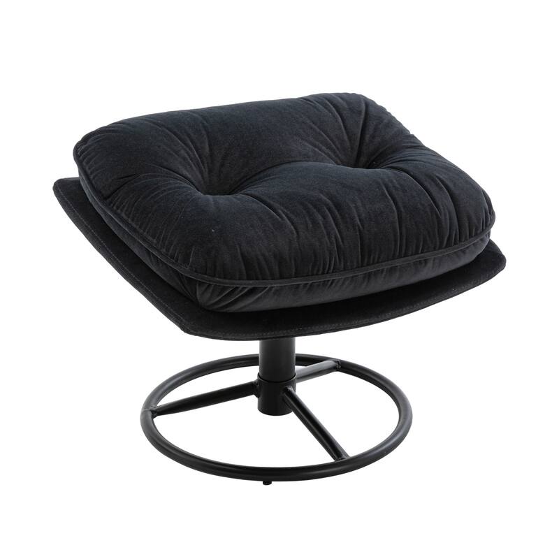 Velvet Swivel Accent Chair with Ottoman & Metal Legs (360° Rotation)