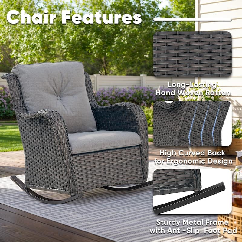Patio Rocking Chair with Comfortable Cushions