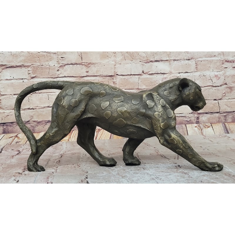 Hot Cast Bronze Cheetah Cat Figurine Sculpture Statue Decor