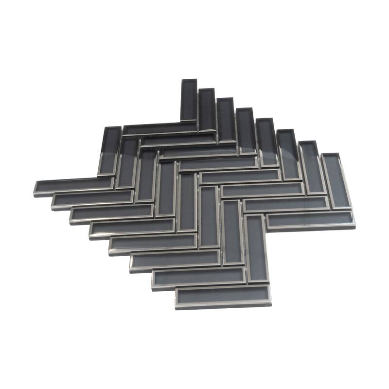 Mirari 12x12 in. Glossy Glass Herringbone Mosaic Wall Tile (4.59 sq ft/case, 5-Pack)