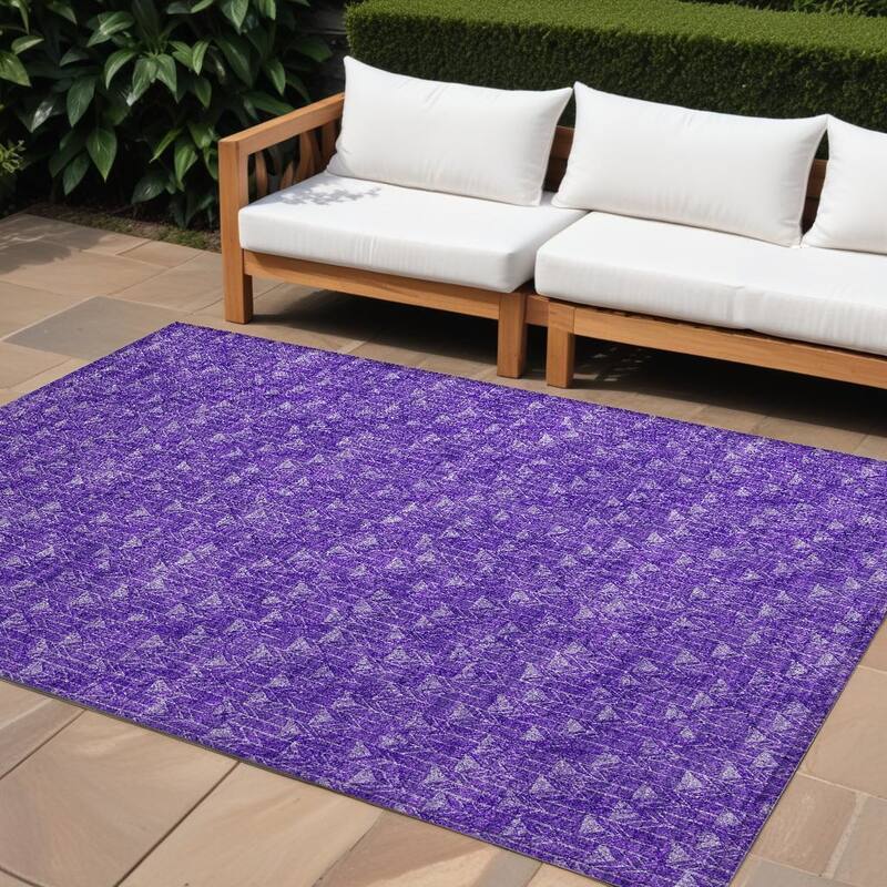 Mafi Stylish Geometric Weather Resistant Versatile Elegance Outdoor Rug - 8' X 10' - Purple