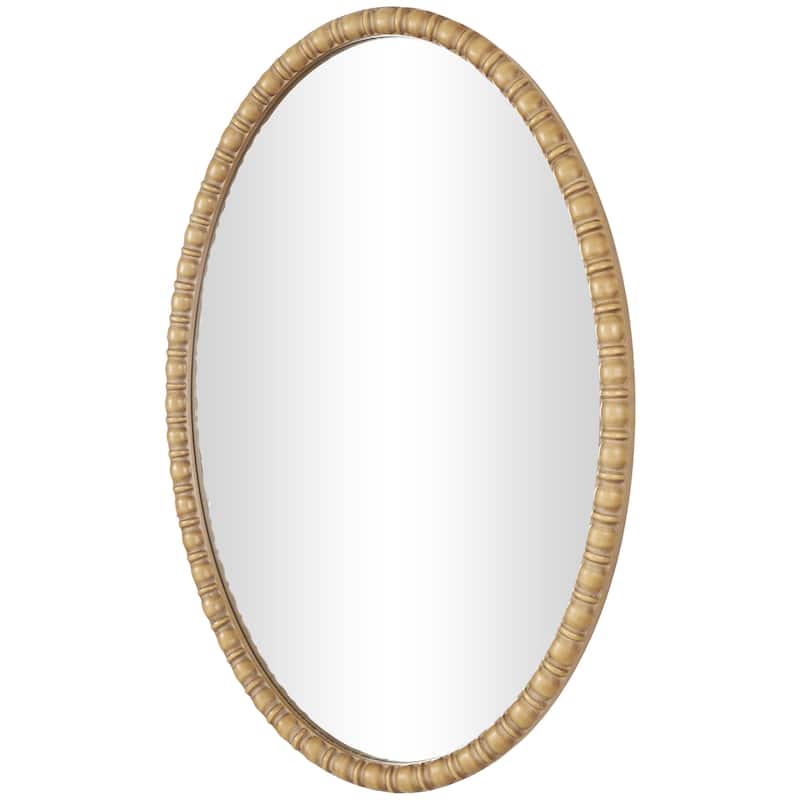 Wooden Room Wall Mirror with Beaded Inspired Frame - Brown - Roche River Decor