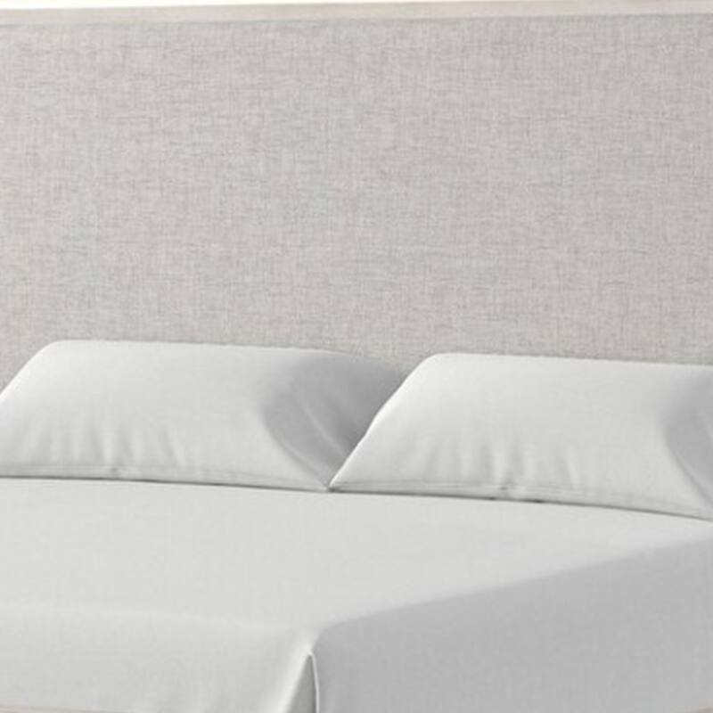 Loji Queen Size Bed w LED Headboard, Weathered Gray Solid Rubberwood