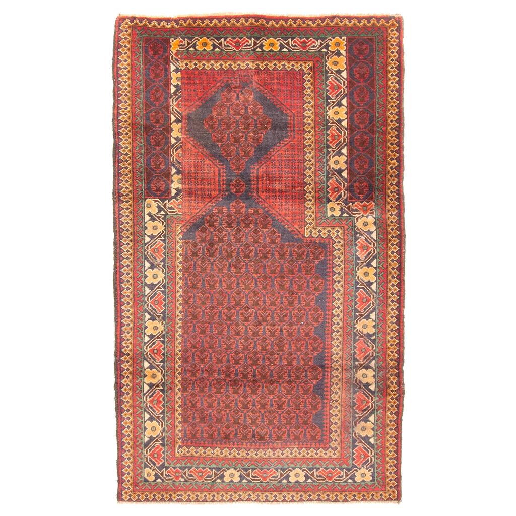 ECARPETGALLERY Hand-knotted Teimani Dark Navy Wool Rug - 2'8 x 4'8