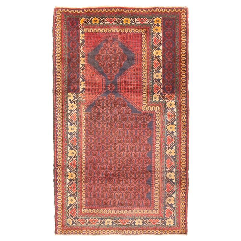 ECARPETGALLERY Hand-knotted Teimani Dark Navy Wool Rug - 2'8 x 4'8