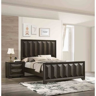Espresso Finish Transitional Solid Wood 3PC Bedroom Furniture Set