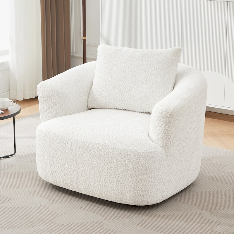 Upholstered Swivel Barrel Sofa Chair with a Throw Pillow