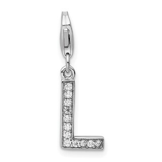 Sterling Silver CZ Letter H w/Lobster Clasp Charm Pendant
