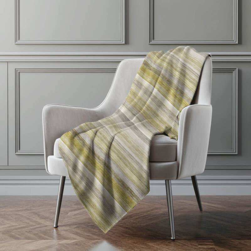 Premium Machine Washable Ombre Stripe Sherpa Throw Blanket - Wheat - 4'2" x 5'10"