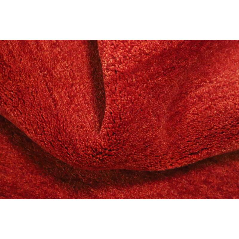Hand Knotted Oriental 100% Wool Carpet Modern Solid Oranges & Rust Gabbeh Area Rug - 6' 5'' X 4' 11''