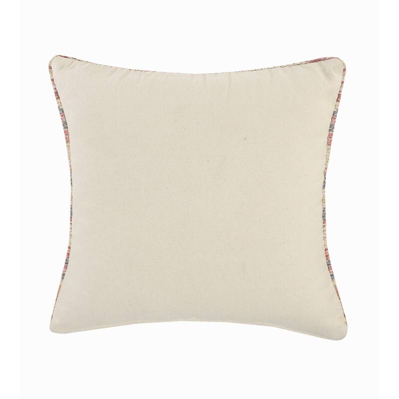 Hand-Stitched Southwestern Cotton Throw Pillow Cover - 18" - Pink and Gray