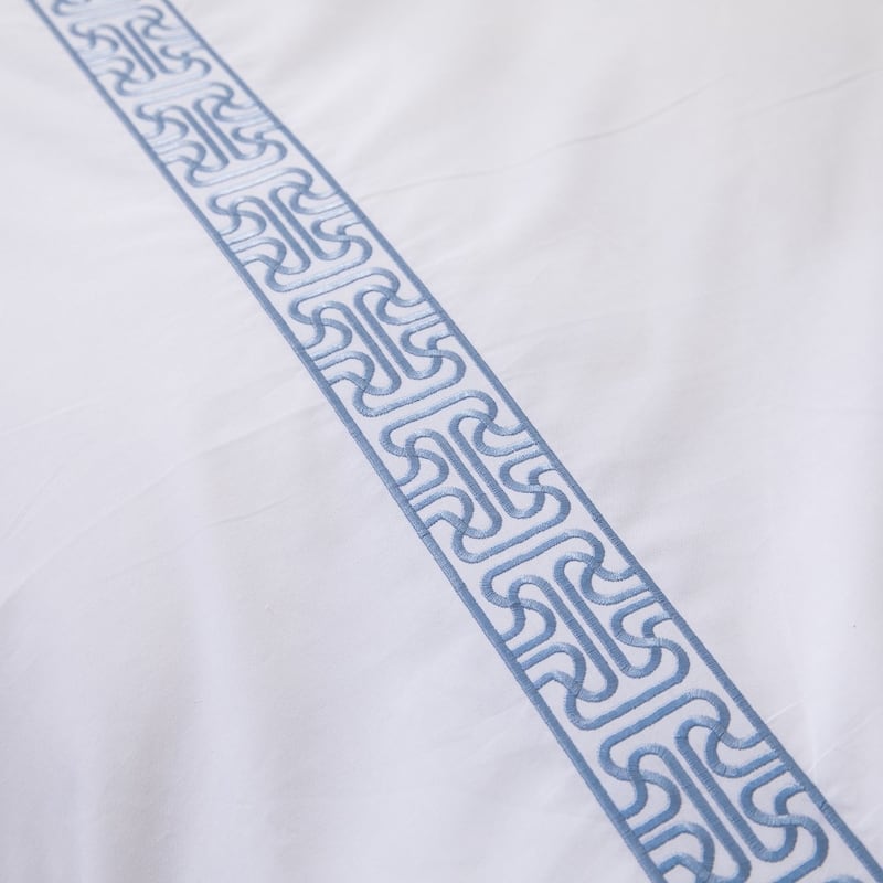 Wholelinens Cotton Percale Hotel Duvet Cover Set, Geo Embroidery