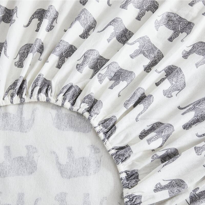 Cotton Flannel Collection Elephant Gray Sheet Set