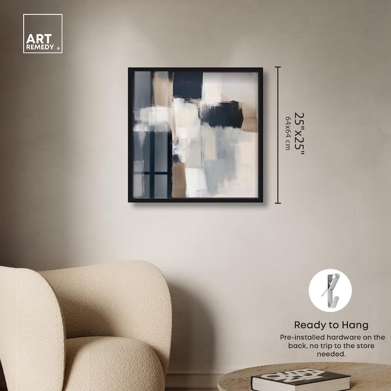 Blue and Tan Abstraction II Shadowbox by Art Remedy