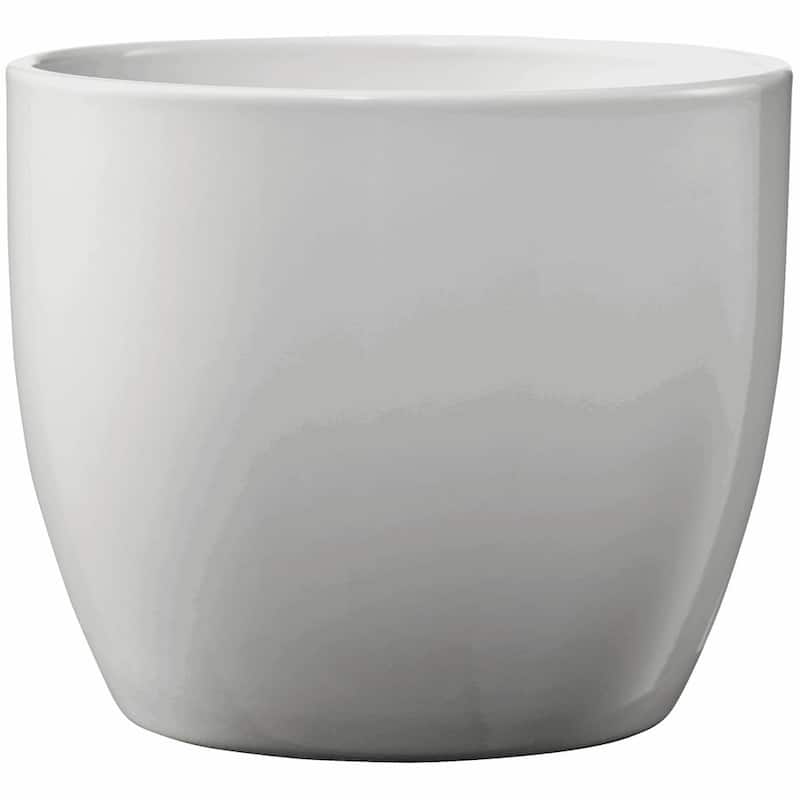 6.3" Ceramic Basel Elegance Indoor Plant Pots - Shiny Light Gray, Shiny Pearl Rose or Gray Beige Metallic - Shiny Light Gray