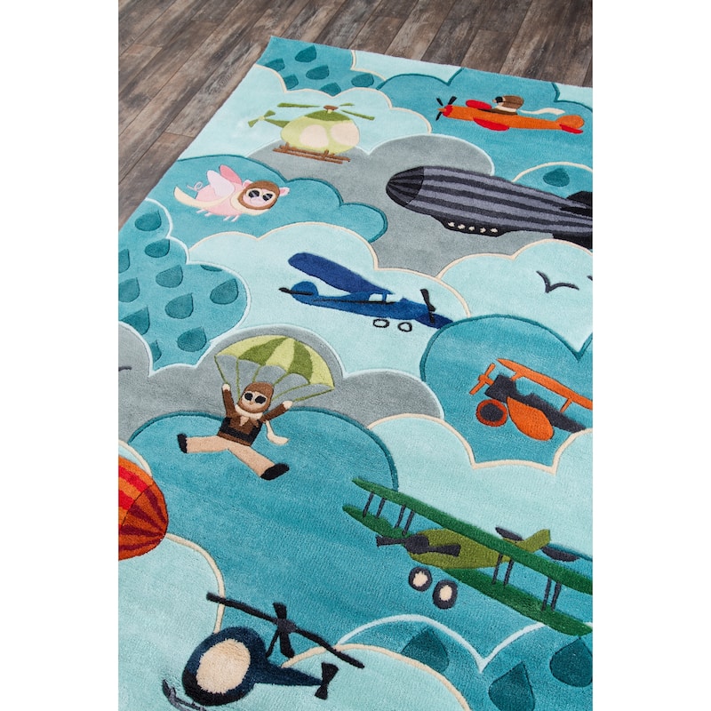 Momeni Lil Mo Whimsy Sky Aviator Hand-Tufted and Hand-Carved Rug
