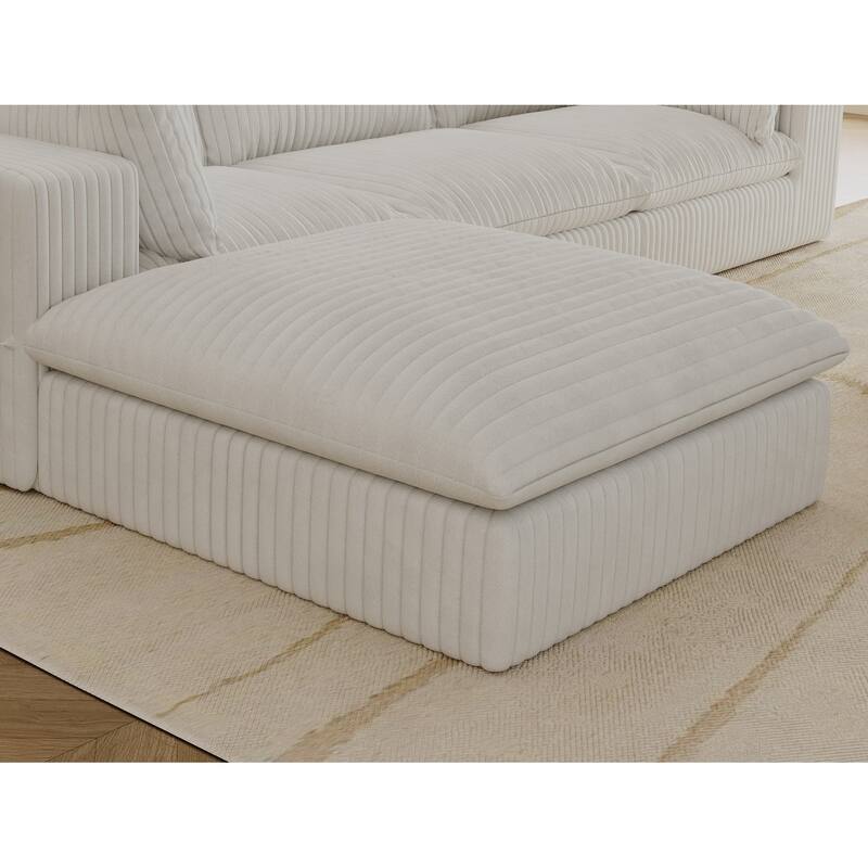White Fabric Cloud Sofa, 39x39x17 inches, Feather-Filled, Modular Design
