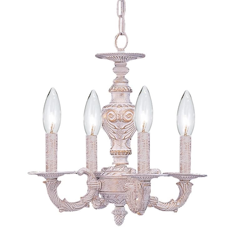 Paris Market 4 Light Antique White Mini Chandelier - 13.5'' W x 14'' H