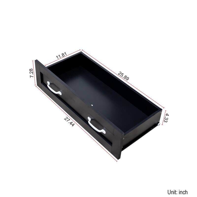 Anmytek Modern Black Wood 6 Drawer Chest of Drawers with Metal Handles Storage Organizer