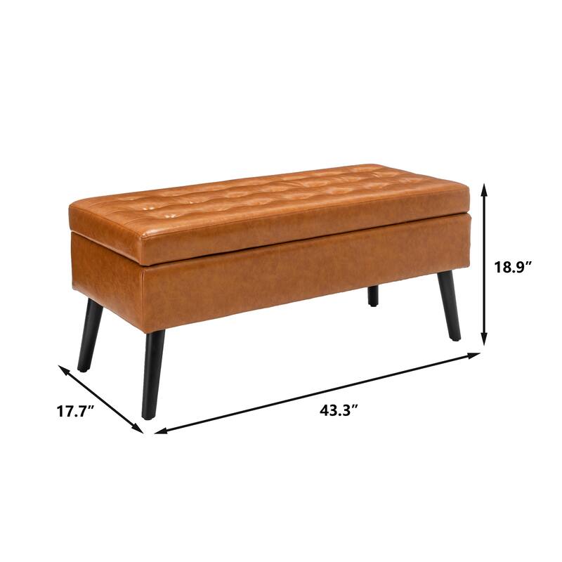 Faux Leather Bed Bench with Storage