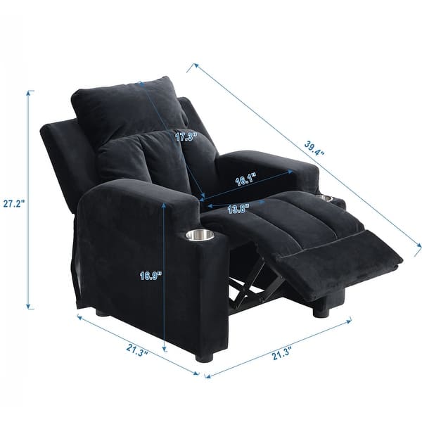 dimension image slide 0 of 2, Kid Recliner Chair with One Cup Holder