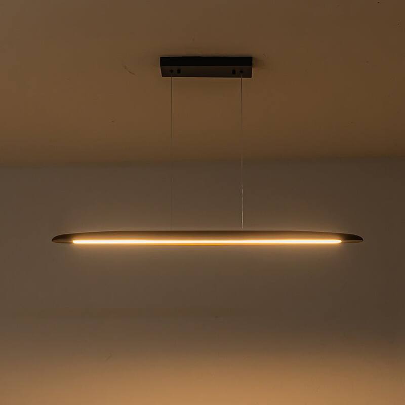 Modern Dimmable LED 24in Wood Linear Island Chandelier - 24.4in