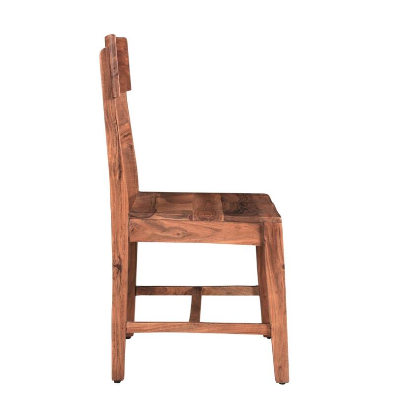 Set of 2 Brown Wooden Armless Dining Side Chairs with Ladder Back for Living Room or Bedrooms - 36”H x 18”W x 18”D