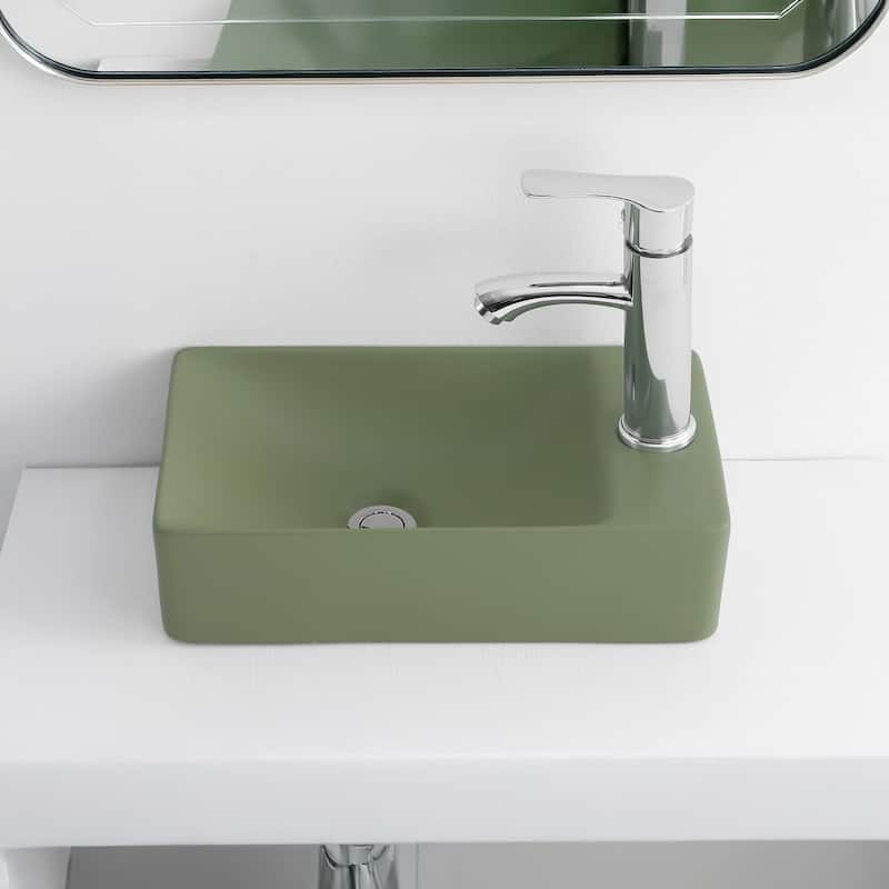 Felix Modern Wall Mounted Rectangular Ceramic Mini Sink, By JONATHAN Y