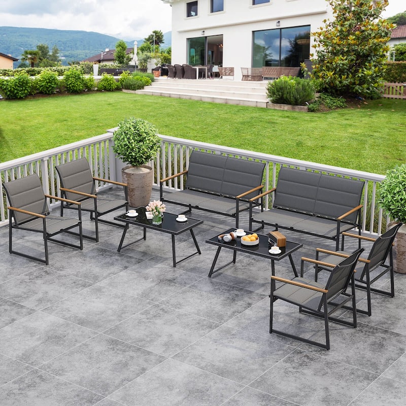 Costway 4/8 PCS Patio Furniture Setwith Padded Fabric Seat & - See Details