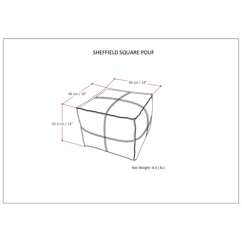 WYNDENHALL Erving Boho Square Pouf in Leather