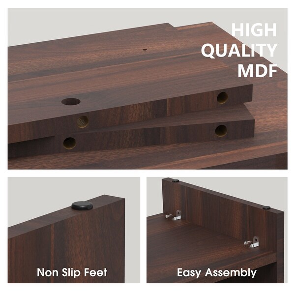 FENGE 31.5 in Wood Monitor Stand with Storage Shelf - Bed Bath