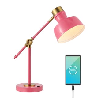 Odile 18.5" Classic Farmhouse Adjustable Cantilever LED Task Lamp with USB Charging Port, by JONATHAN Y