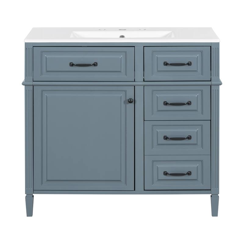GDFStudio - Alexander Whitmore Modern Freestanding Bathroom Vanity with Flip Drawer Storage