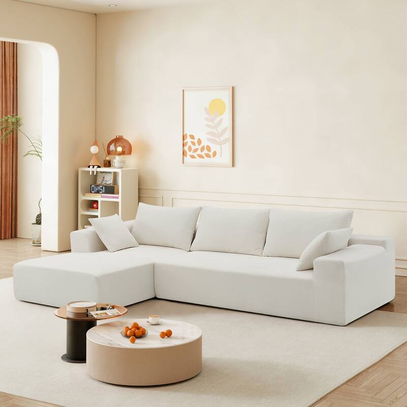 109-inch Green Modular L-shaped Minimalist Upholstered Sectional Sofa Set with Two Pieces Combination - 109"W x 68"D x 28.5"H